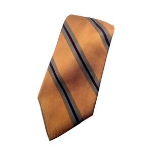 Robert Talbott Carter's Silk 58"x3.75" Repp Tie Burnt Orange, Blue, Brown Stripe